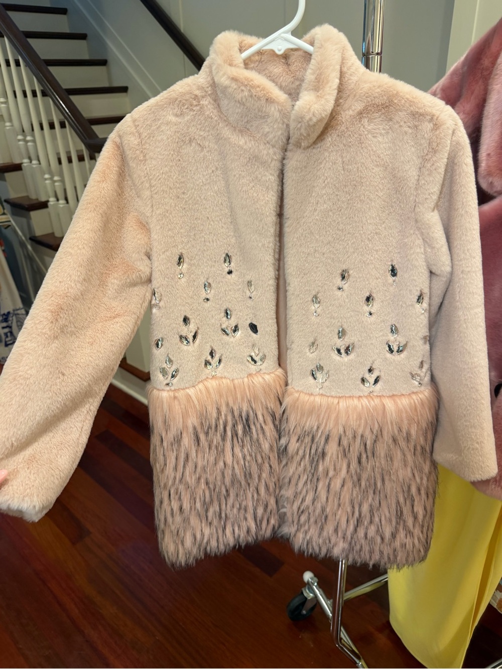 Imoga Girls' Faux-Fur Embellished Puffer Jacket - Blush